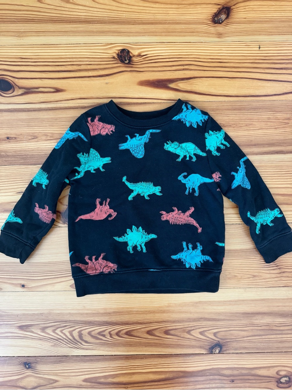 Kids Black Dinosaur Crewneck Sweatshirt Multicolor Dino Print 3T Cat & Jack